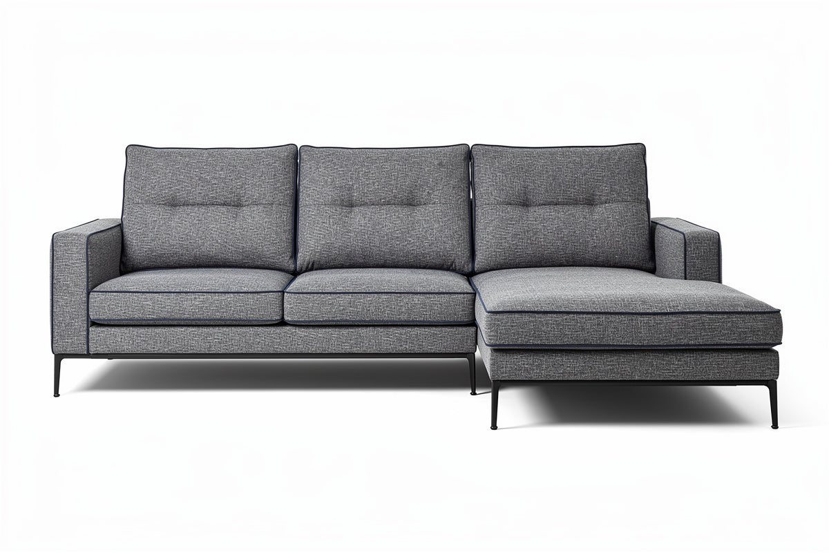 Moderne Hoekbank met Grijze Stoffering en Minimalistisch Design