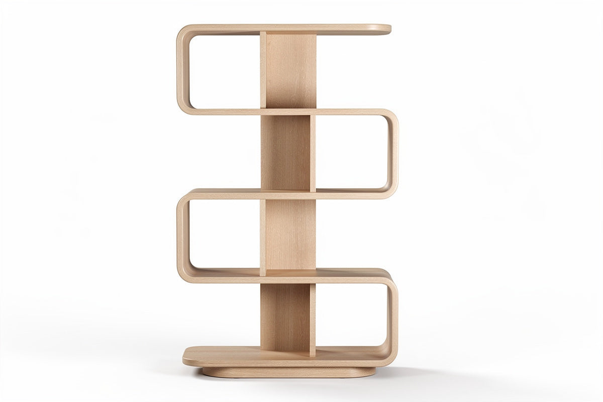 Moderne houten boekenplank met organisch ontwerp