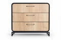 Moderne dressoir met drie lades van hout en metalen frame